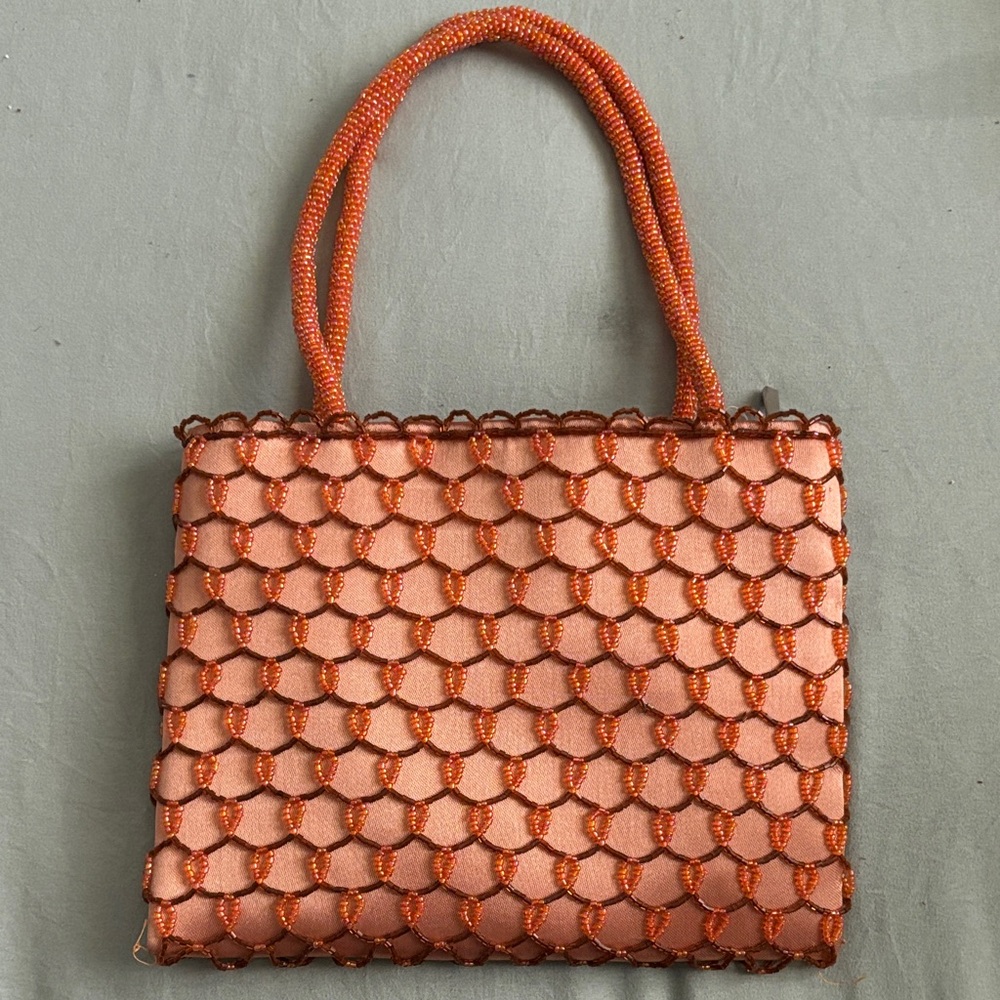 Elegant Orange Beaded Wristlet